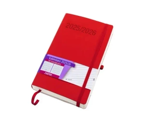 Kalendarz 2025/2026 A5 18 miesięczny TNS czerwony - -