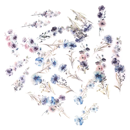 Naklejki PET kwiaty meteor blue 30szt - Dalprint dpCraft