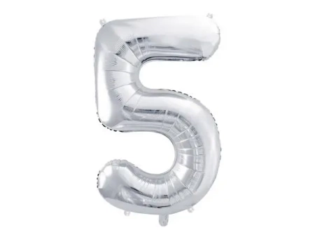 Balon foliowy 5 86cm srebrny - PartyDeco