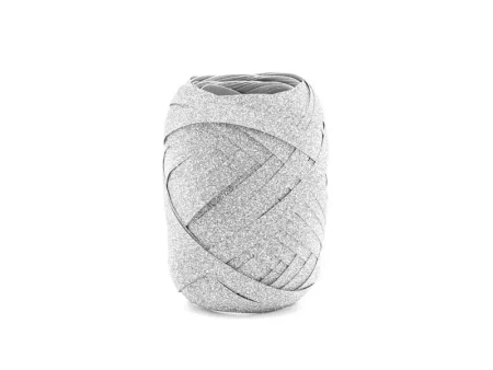 Wstążka plastikowa 5mm/10m srebrny - PartyDeco