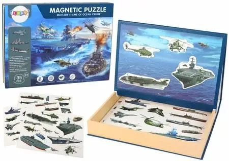 Zestaw puzzli magnetycznych z motywem militarnym - Leantoys