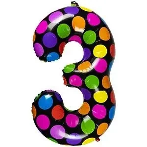 Balon foliowy cyferka 3 w kropki - Arpex