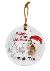Zawieszka ceramiczna Boże Narodzenie Shih Tzu - Kukartka