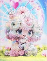 Diamentowa mozaika na płótnie Słodka dziewczynka z sercem - Norimpex