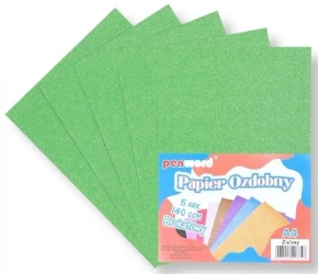 Papier ozdobny A4 brokatowy 140g zielony 5ark - Polsirhurt