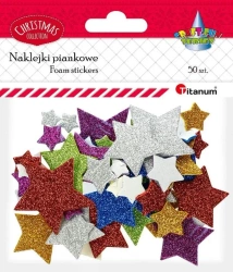 Naklejki piankowe brokatowe gwiazdki mix 50szt. - Titanum