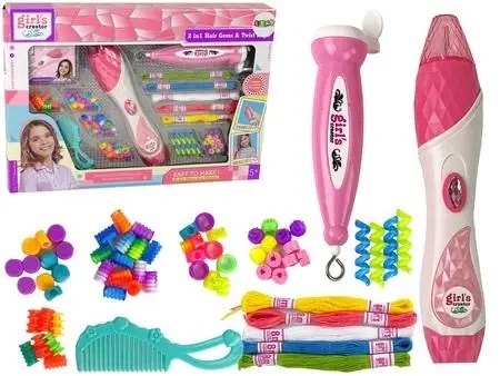 Zestaw do zaplatania włosów z koralikami - Leantoys