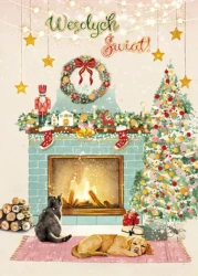 Karnet B6 Boże Narodzenie - Świąteczny kominek - Henry
