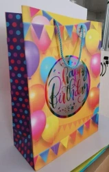 Torebka ozdobna z okienkiem pionowa XLL Urodziny - Fresh