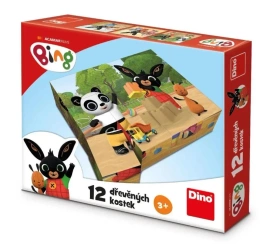 Klocki drewniane obrazkowe Bing 12el - Dino Toys