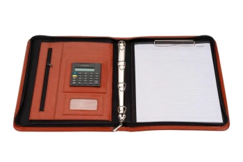 Teczka A4 na suwak z kalkulatorem brązowa - Antra