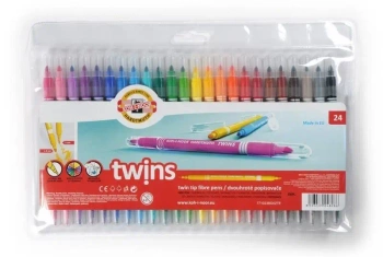 Flamastry Twins dwustronne 24 kolory - Koh-I-Noor