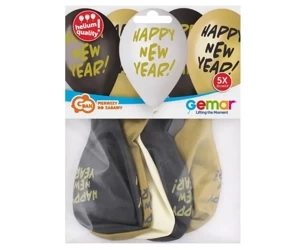 Balony Premium Hel Happy New Year 5szt - Godan