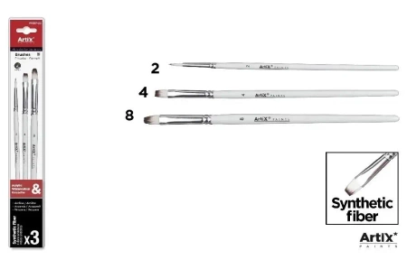 Pędzle syntetyczne 3szt - Artix