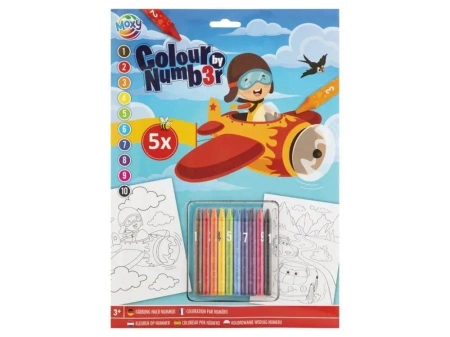 Kolorowanie po numerach A4 5ark Samolot - Grafix