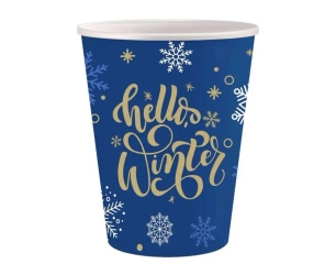 Kubeczki papierowe Hello Winter Blue 250ml 6szt - Godan