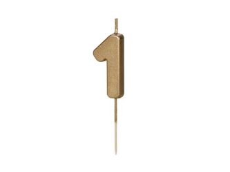 Świeczka urodzinowa 1 złota 4,5cm - PartyDeco