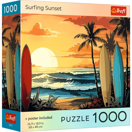 Puzzle 1000 USA Collection: Surfing Sunset TREFL