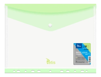 Koperta PP na zatrzask z performacją. A4 zielona - Tetis