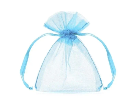 Woreczki z organzy błękit 10cm 10szt - PartyDeco