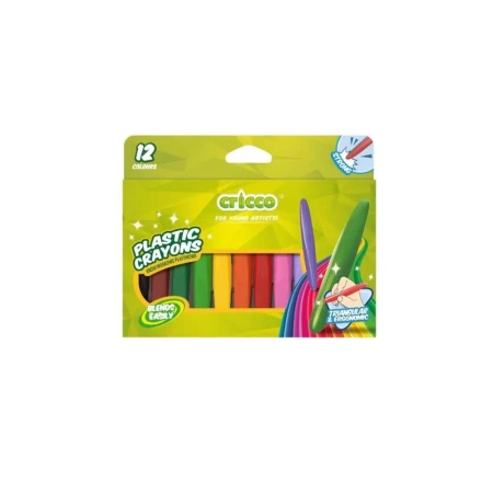 Kredki woskowe plastikowe 12 kolorów - Cricco