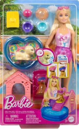 Barbie Puppy Pool Party z akcesoriami zmiana kolor - Mattel