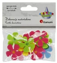 Filcowe kwiatki z pomponem w środku 30mm 10szt - Titanum