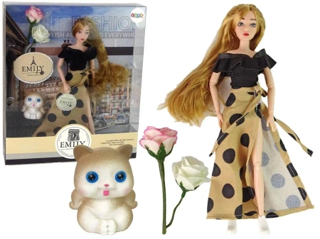 Lalka Emily długie włosy, kotek - Leantoys