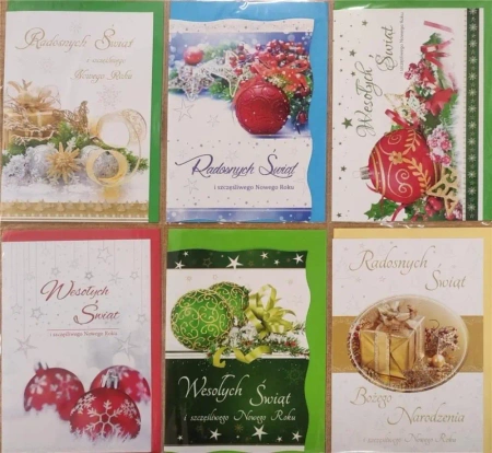 Karnet Boże Narodzenie B6 + koperta mix wzorów - Panorama