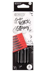 Zestaw 6 pisaków do kaligrafii i liternictwa BLACK - Cresco