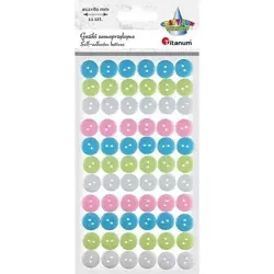 Guziki plastikowe samoprzylepne pastel 66szt - Titanum
