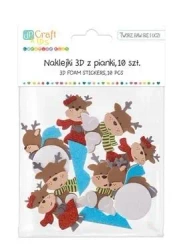 Naklejki 3D z piankami zabawne renifery 10szt - Dalprint