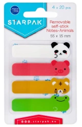 Zakładki indeksujące 55x15mm 4x20K zwierzęta - STARPAK