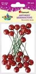 Drucik z kulką czerwona brokat 24szt - Titanum