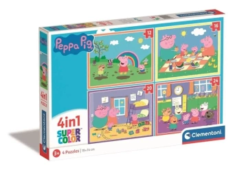 Puzzle 4w1 Super Kolor Peppa Pig - Clementoni