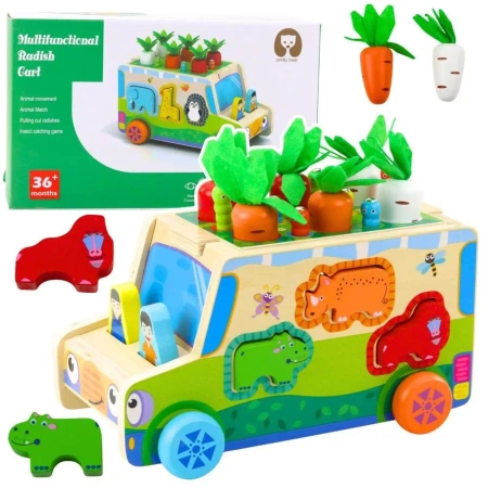 Auto edukacyjne sorter kształtów drewniany - Leantoys