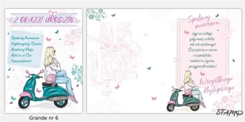 Karnet Grande + koperta wzór nr 06 Urodziny - Stamp