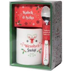 Zestaw świąteczny kubek i łyżeczka Wesołych Świąt - Be-Happy Gifts