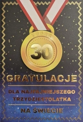Karnet Urodziny 30 medal męskie - YEKU