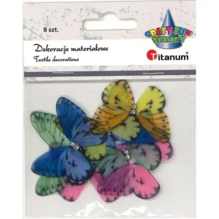 Dekoracje materiałowe motyle 48x36mm 8szt - Titanum