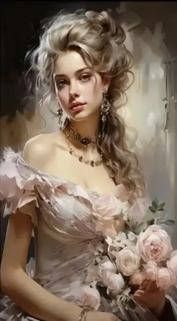 Diamentowa Mozaika Kobieta Młoda dama z bukietem NO-2000316 - Norimpex