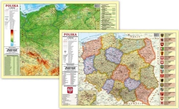 Podkładka na biurko - Mapa fizyczno-admini. Polska - opracowanie zbiorowe