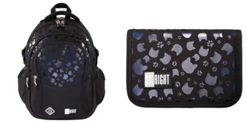 Plecak szkolny 4 komory + piórnik BLACK CATS koty St.Right czarny