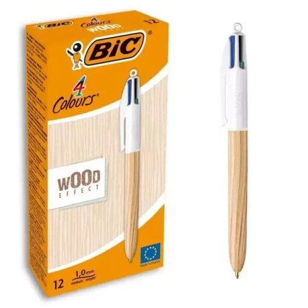 Długopis 4 Colours Wood Style mix AST (12szt) - BIC