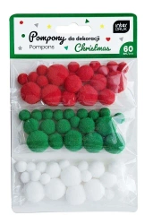 Pompony do dekoracji 60szt Christmas BN - INTERDRUK