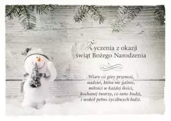 Kartka na Boże Narodzenie. Wiary co góry przenosi...