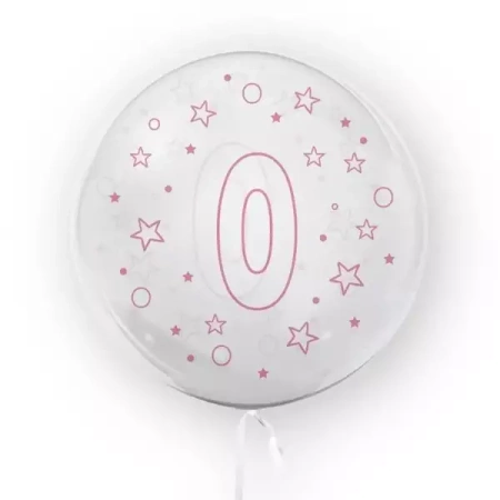 Balon 45cm Gwiazdki cyfra 0 różowy TUBAN