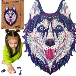 Puzzle drewniane eko 123 Śnieżny husky A3 - PuzzleOK