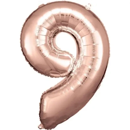 Balon foliowy cyfra 9 różowe złoto 60x86cm - Amscan