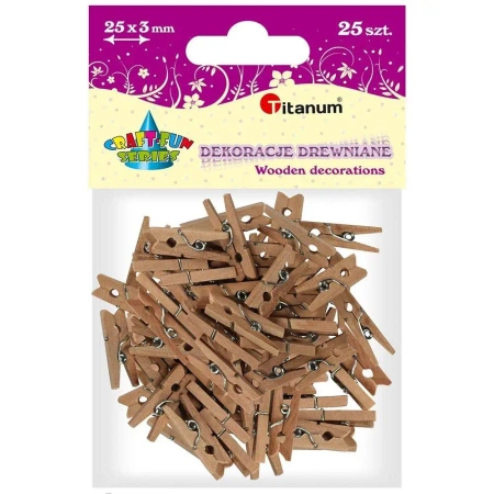 Klamerki drewniane naturalne 25szt - Titanum